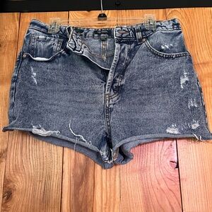 wild fable Distressed Dark Blue High-Rise Jean Shorts